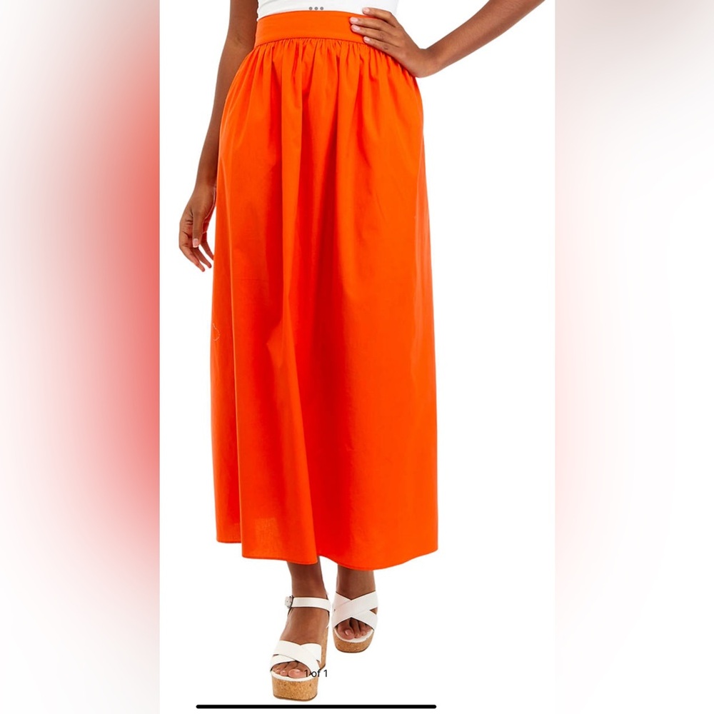 Vineyard Vines Poplin Midi Skirt - Tomato Red - XXS - NWT - has pockets!